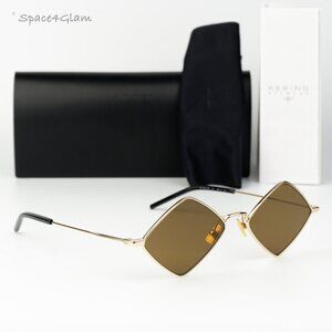 Saint Laurent Women Sunglasses Gold Brown SL302LISA 011 NEW AUTHENTIC